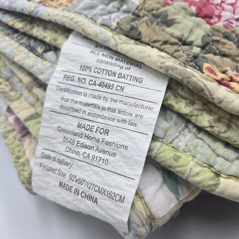 CottageCore VTG Floral Quilt Patchwork 50x60 Pastel Paisley Reversible Grandma
